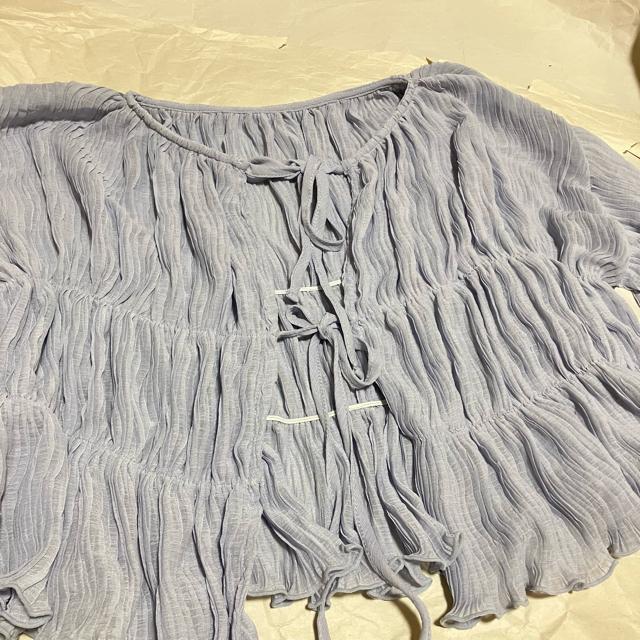 【美品】【ノーブランド扱い】前後2Wayリボンワッシャーシフォンカーディガン M < 女性ファッション 【美品】【ノーブランド扱い】前後2Wayリボンワッシャーシフォンカーディガン M < 女性ファッションの