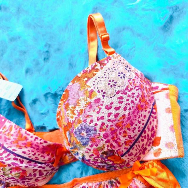派手カワッ。。F80×LLシフォンブラジャー&ショーツセット。。。オレンジグラマー大きいサイズ和柄花柄豹柄Mix < 女性ファッション  派手カワッ。。F80×LLシフォンブラジャー&ショーツセット。。。オレンジグラマー大きいサイズ和柄花柄豹柄Mix < 女性ファッションの