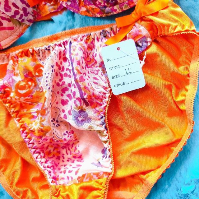 派手カワッ。。F80×LLシフォンブラジャー&ショーツセット。。。オレンジグラマー大きいサイズ和柄花柄豹柄Mix < 女性ファッション  派手カワッ。。F80×LLシフォンブラジャー&ショーツセット。。。オレンジグラマー大きいサイズ和柄花柄豹柄Mix < 女性ファッションの