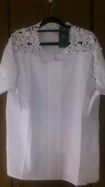 LLサイズ!袖レース編みセクシー感!半袖シャツブラウス新品!白 < 女性ファッション  LLサイズ!袖レース編みセクシー感!半袖シャツブラウス新品!白 < 女性ファッションの