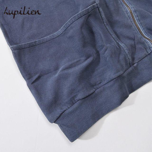 Lupilienピグメントバイオ加工裏毛スウェット ハイネックジップアップスウェットワイドカーデZIP UPヴィンテージブルー < 女性ファッション  Lupilienピグメントバイオ加工裏毛スウェット ハイネックジップアップスウェットワイドカーデZIP UPヴィンテージブルー < 女性ファッションの