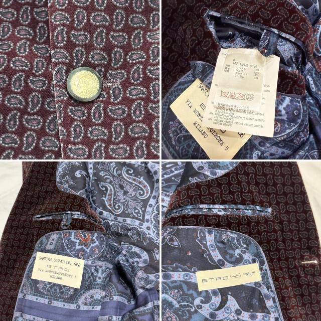 エトロETRO ペイズリー柄ベロアジャケット#48 < 男性ファッション  エトロETRO ペイズリー柄ベロアジャケット#48 < 男性ファッションの