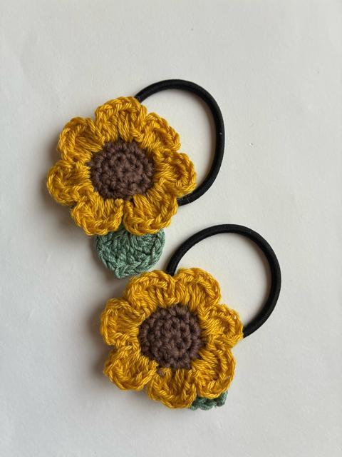 ハンドメイド ヘアゴム 満開のひまわり♪ ツインテール コットン < 女性ファッション  ハンドメイド ヘアゴム 満開のひまわり♪ ツインテール コットン < 女性ファッションの