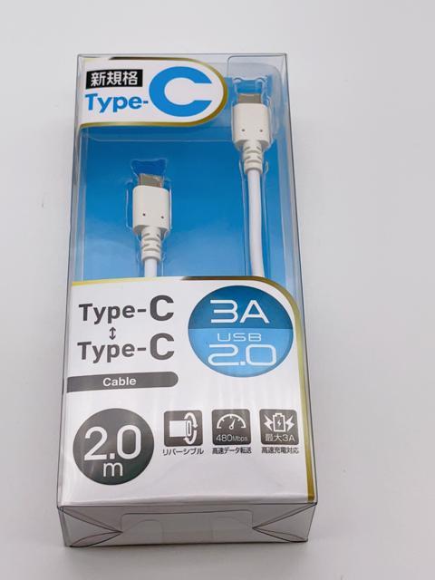 M024 ���V�i USB Type -C �I�X3A USB 2.0 Type-C�I�X�@�P�[�u���@2m �V�K�i  �� �Ɠd/AV�� 