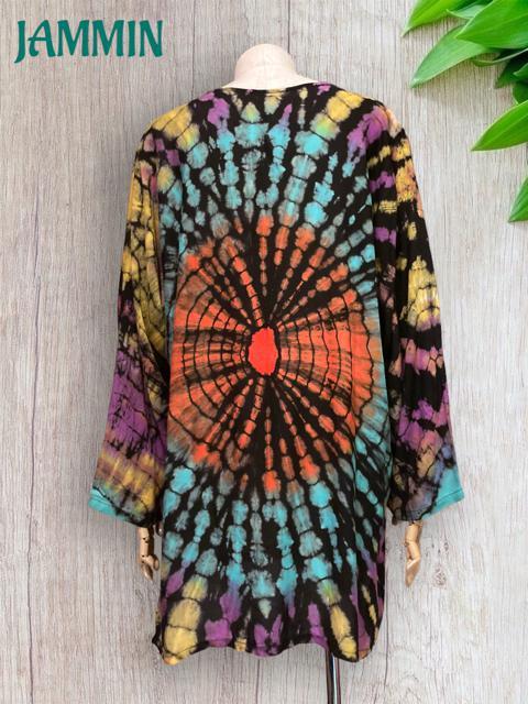 ココナッツボタン付きタイダイクルタ★サイケ★ヒッピー★男女兼用 < 女性ファッション  ココナッツボタン付きタイダイクルタ★サイケ★ヒッピー★男女兼用 < 女性ファッションの