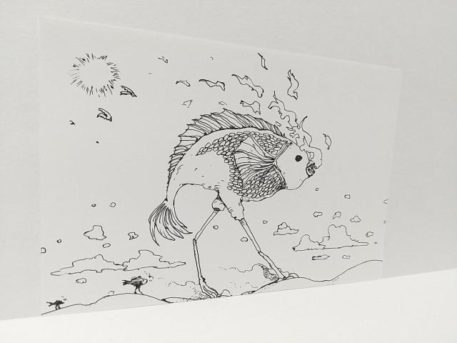 オリジナルイラスト 手描きイラスト 変魚 ハンドメイド 絵 モノクロ 原画 アナログ アート 自作 illustration < アニメ/コミック/キャラクター  オリジナルイラスト 手描きイラスト 変魚 ハンドメイド 絵 モノクロ 原画 アナログ アート 自作 illustration < アニメ/コミック/キャラクターの