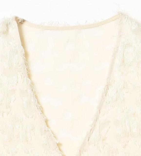 レディース フリンジ ジャカード ノースリーブ ブラウス < 女性ファッション  レディース フリンジ ジャカード ノースリーブ ブラウス < 女性ファッションの