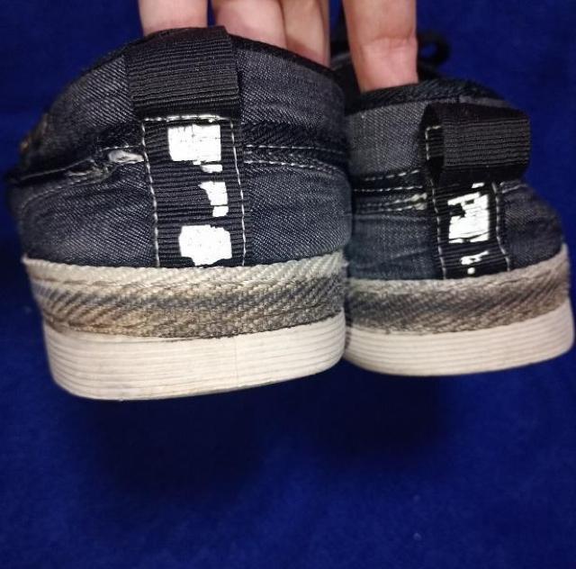 メンズ スニーカー 黒 ブラックデニム風 シューズ 26cm < 男性ファッション メンズ スニーカー 黒 ブラックデニム風 シューズ 26cm < 男性ファッションの