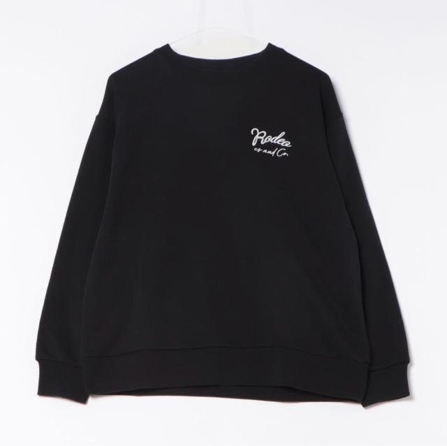 ロデオクラウンズ★ ロゴデニムパッチスウェットトップス(ブラック) < ブランド ロデオクラウンズ★ ロゴデニムパッチスウェットトップス(ブラック) < ブランドの