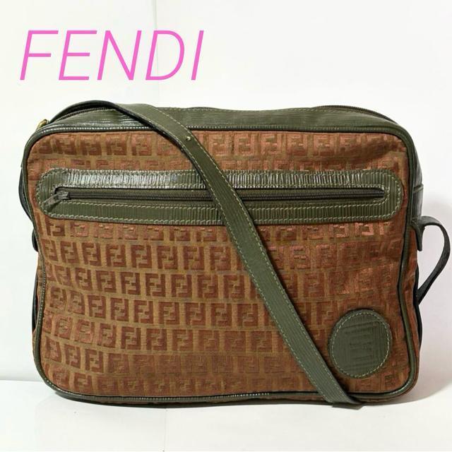 FENDI �Y�b�J ���B���e�[�W FF���S �L�����o�X ���U�[ �V�����_�[�o�b�O �u���E�� �J�[�L  �� �u�����h�� 