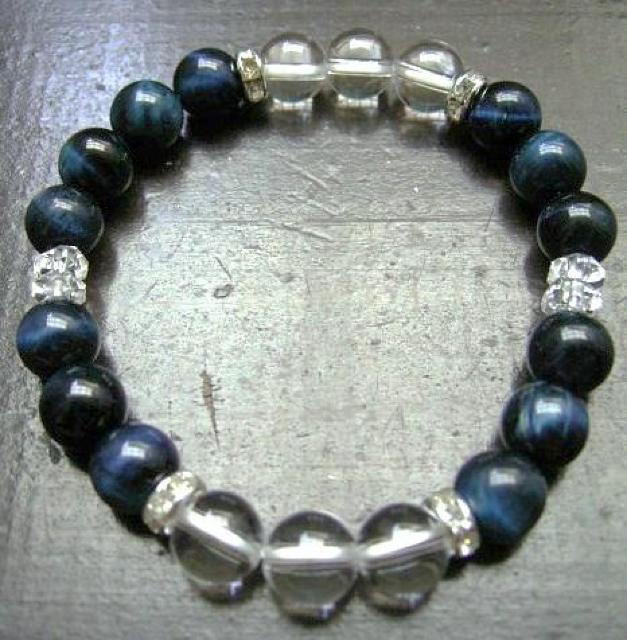 ☆即決☆ブルータイガーアイx水晶ブレスレット < 女性アクセサリー/時計 ☆即決☆ブルータイガーアイx水晶ブレスレット < 女性アクセサリー/時計の