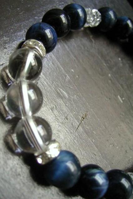 ☆即決☆ブルータイガーアイx水晶ブレスレット < 女性アクセサリー/時計 ☆即決☆ブルータイガーアイx水晶ブレスレット < 女性アクセサリー/時計の