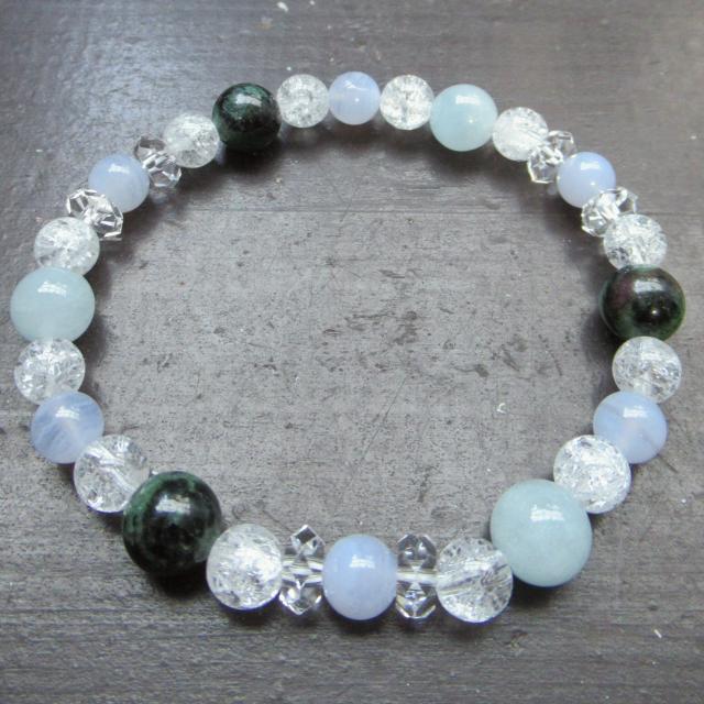 アクアマリンxルビーゾイサイトxブルーレースxクラック水晶 < 女性アクセサリー/時計 アクアマリンxルビーゾイサイトxブルーレースxクラック水晶 < 女性アクセサリー/時計の