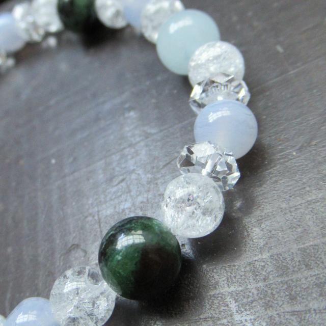 アクアマリンxルビーゾイサイトxブルーレースxクラック水晶 < 女性アクセサリー/時計 アクアマリンxルビーゾイサイトxブルーレースxクラック水晶 < 女性アクセサリー/時計の