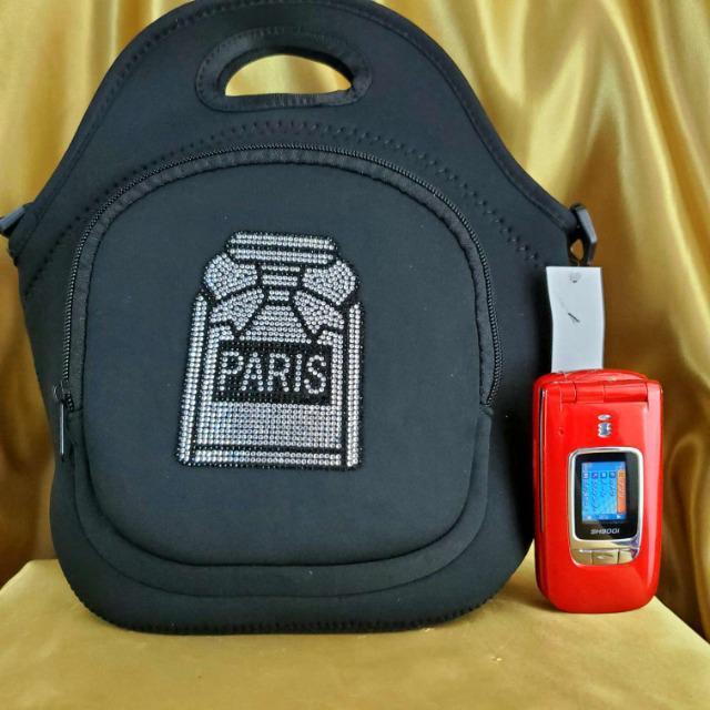 込み★¥3.980物★キラキララインストーン付き(PARIS)バッグ★黒★ < 女性ファッション  込み★¥3.980物★キラキララインストーン付き(PARIS)バッグ★黒★ < 女性ファッションの