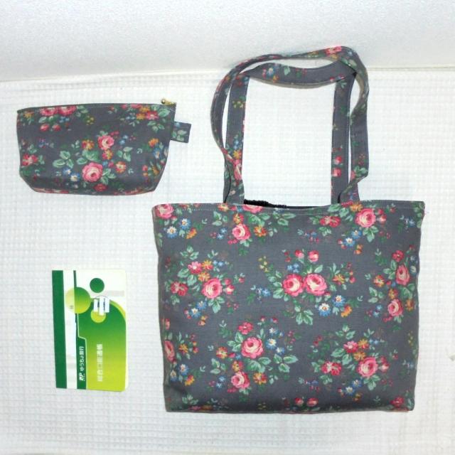 ◆キャスキッドソン/Cath Kidston◆ピンク薔薇×アッシュグレー地◆トート&ファスナーポーチのA点セット < 女性ファッション  ◆キャスキッドソン/Cath Kidston◆ピンク薔薇×アッシュグレー地◆トート&ファスナーポーチのA点セット < 女性ファッションの