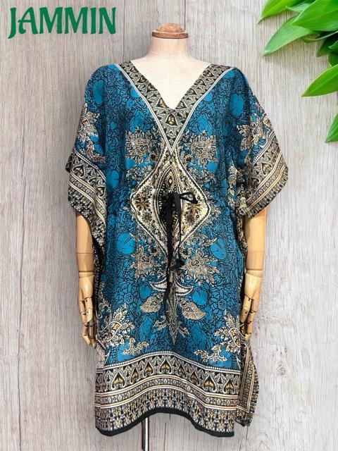 アジアンペーズリー柄ポンチョ風トップス 水色 アジアン エスニック 衣装 < 女性ファッション アジアンペーズリー柄ポンチョ風トップス 水色 アジアン エスニック 衣装 < 女性ファッションの