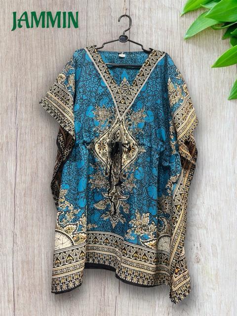 アジアンペーズリー柄ポンチョ風トップス 水色 アジアン エスニック 衣装 < 女性ファッション アジアンペーズリー柄ポンチョ風トップス 水色 アジアン エスニック 衣装 < 女性ファッションの