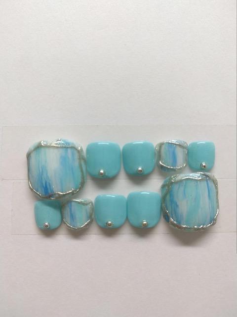 LBNYLA☆フルペディ♪ 縦マーブル×ミラーネイル囲み、ミントグリーン < 香水/コスメ/ネイル  LBNYLA☆フルペディ♪ 縦マーブル×ミラーネイル囲み、ミントグリーン  < 香水/コスメ/ネイルの