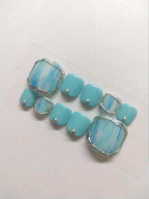 LBNYLA☆フルペディ♪ 縦マーブル×ミラーネイル囲み、ミントグリーン < 香水/コスメ/ネイル  LBNYLA☆フルペディ♪ 縦マーブル×ミラーネイル囲み、ミントグリーン < 香水/コスメ/ネイルの