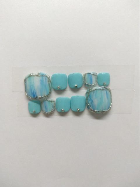 LBNYLA☆フルペディ♪ 縦マーブル×ミラーネイル囲み、ミントグリーン < 香水/コスメ/ネイル  LBNYLA☆フルペディ♪ 縦マーブル×ミラーネイル囲み、ミントグリーン < 香水/コスメ/ネイルの