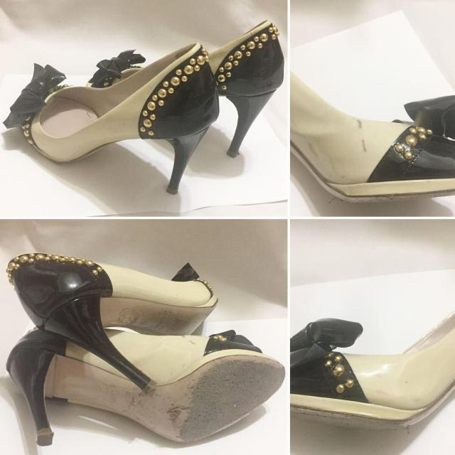 ミュウミュウmiu miu リボン&スタッズヒールパンプス#35 < ブランド  ミュウミュウmiu miu リボン&スタッズヒールパンプス#35 < ブランドの