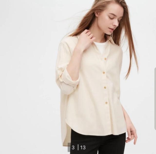 ユニクロ ソフトブラッシュドシャツ 長袖シャツ 長袖ブラウス オフホワイト L < ブランド ユニクロ ソフトブラッシュドシャツ 長袖シャツ 長袖ブラウス オフホワイト L < ブランドの