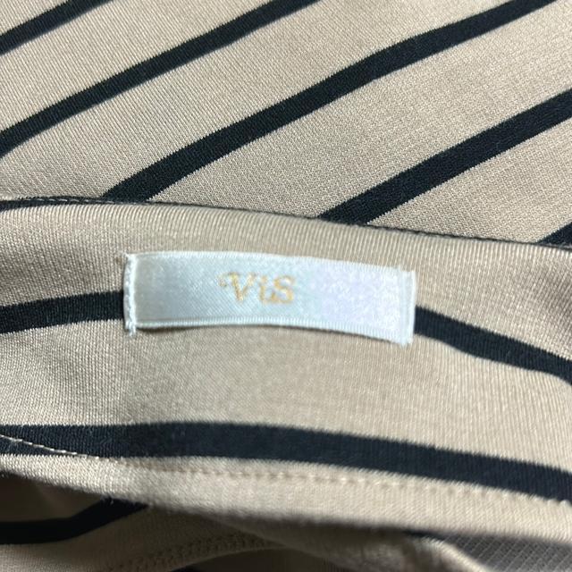 Vis ビス ベルト付き ボーダーワンピース ストライプ ベージュ×黒 M < ブランド  Vis ビス ベルト付き ボーダーワンピース ストライプ ベージュ×黒 M < ブランドの