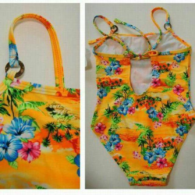 女児用水着 ハワイアンイエロー・80-100cm ・海水浴・水遊び・新品 < キッズ/ベビー  女児用水着 ハワイアンイエロー・80-100cm ・海水浴・水遊び・新品 < キッズ/ベビーの
