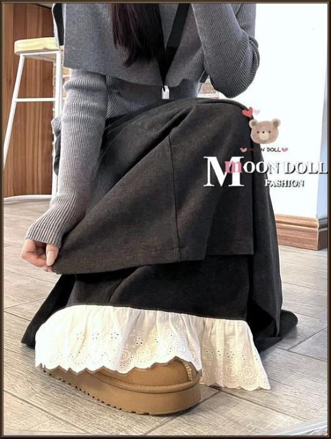 〜3L4L*裾コットンレースレイヤードロング丈スカート風パ < 女性ファッション 〜3L4L*裾コットンレースレイヤードロング丈スカート風パ < 女性ファッションの