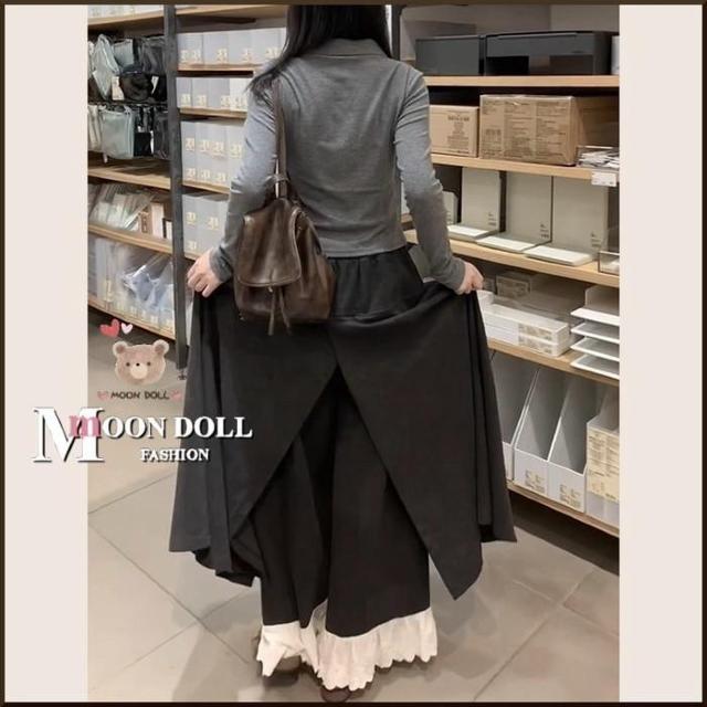 〜3L4L*裾コットンレースレイヤードロング丈スカート風パ < 女性ファッション 〜3L4L*裾コットンレースレイヤードロング丈スカート風パ < 女性ファッションの