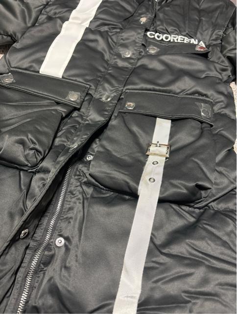 厚手 中綿 ひざ丈ジップジャケット コート アウター 刺繍英字柄 ブラック 大きいサイズ < 女性ファッション 厚手 中綿 ひざ丈ジップジャケット コート アウター 刺繍英字柄 ブラック 大きいサイズ < 女性ファッションの