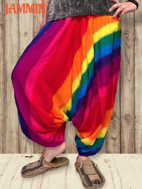 レインボーサルエルパンツ ヒッピー サイケ エスニック フェス 衣装 虹色 < 女性ファッション レインボーサルエルパンツ ヒッピー サイケ エスニック フェス 衣装 虹色 < 女性ファッションの