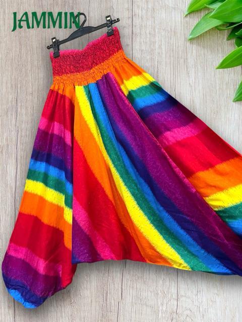レインボーサルエルパンツ ヒッピー サイケ エスニック フェス 衣装 虹色 < 女性ファッション レインボーサルエルパンツ ヒッピー サイケ エスニック フェス 衣装 虹色 < 女性ファッションの