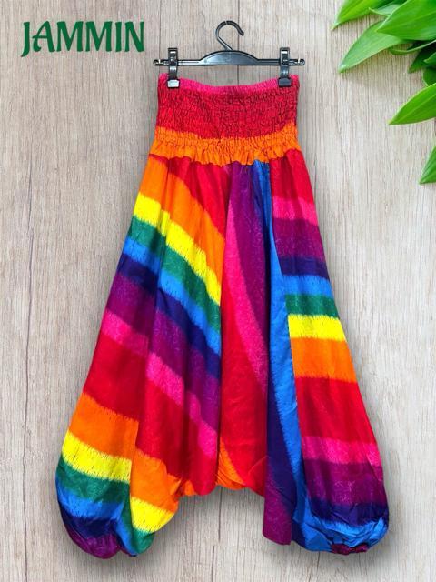 レインボーサルエルパンツ ヒッピー サイケ エスニック フェス 衣装 虹色 < 女性ファッション レインボーサルエルパンツ ヒッピー サイケ エスニック フェス 衣装 虹色 < 女性ファッションの