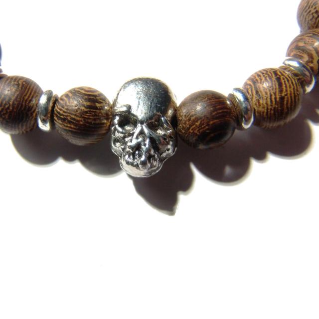 送料無料 木製 スカル 骸骨 どくろ 茶色 ブレスレット 数珠 < 男性アクセサリー/時計  送料無料 木製 スカル 骸骨 どくろ 茶色 ブレスレット 数珠 < 男性アクセサリー/時計の