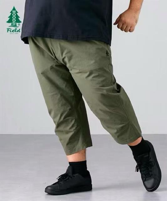4Lサイズ!高貴紳士的!ブランド品!WOODS FieId!クライミングベルト付き!サラッと着心地!サッカー素材!7分丈パンツ! < 男性ファッション  4Lサイズ!高貴紳士的!ブランド品!WOODS FieId!クライミングベルト付き!サラッと着心地!サッカー素材!7分丈パンツ!  < 男性ファッションの