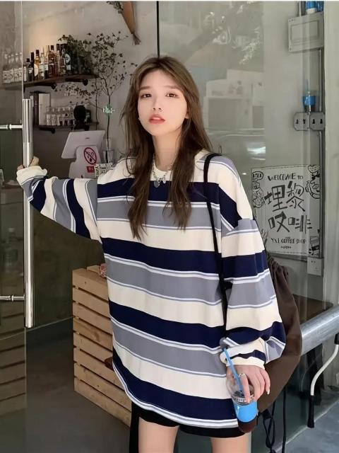 爆ヤス価格価格1090円★韓国ファッション オーバーサイズパーカー 長袖 レディース トップス ストライプ Tシャツ 日本サイズL < 女性ファッション 爆ヤス価格価格1090円★韓国ファッション オーバーサイズパーカー 長袖 レディース トップス ストライプ Tシャツ 日本サイズL < 女性ファッションの