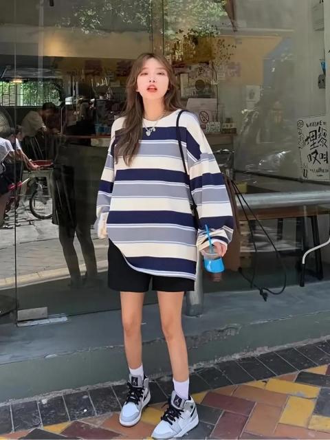 爆ヤス価格価格1090円★韓国ファッション オーバーサイズパーカー 長袖 レディース トップス ストライプ Tシャツ 日本サイズL < 女性ファッション 爆ヤス価格価格1090円★韓国ファッション オーバーサイズパーカー 長袖 レディース トップス ストライプ Tシャツ 日本サイズL < 女性ファッションの