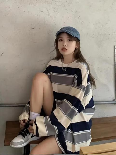 爆ヤス価格価格1090円★韓国ファッション オーバーサイズパーカー 長袖 レディース トップス ストライプ Tシャツ 日本サイズL < 女性ファッション 爆ヤス価格価格1090円★韓国ファッション オーバーサイズパーカー 長袖 レディース トップス ストライプ Tシャツ 日本サイズL < 女性ファッションの