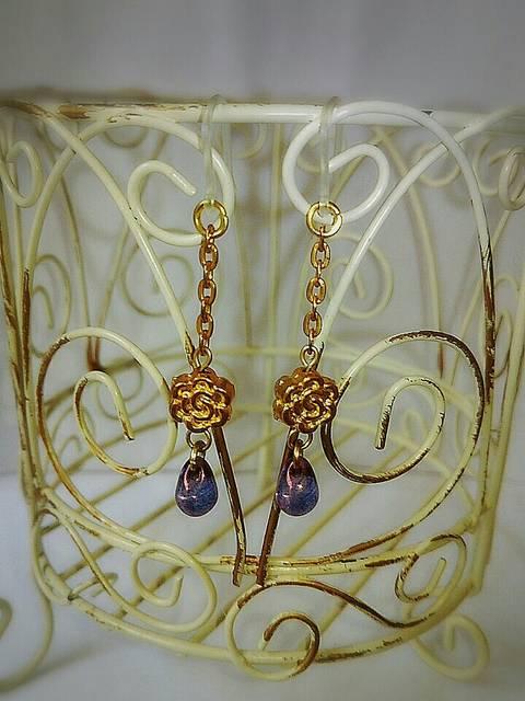ゴールドお花コネクターアメジストドロップ樹脂フック☆ < 女性アクセサリー/時計  ゴールドお花コネクターアメジストドロップ樹脂フック☆ < 女性アクセサリー/時計の