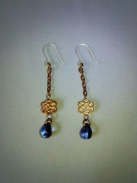 ゴールドお花コネクターアメジストドロップ樹脂フック☆ < 女性アクセサリー/時計  ゴールドお花コネクターアメジストドロップ樹脂フック☆ < 女性アクセサリー/時計の