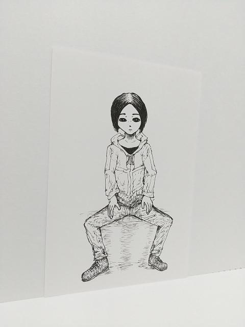 オリジナルイラスト 手描きイラスト 男性 ハンドメイド 絵 原画 自作 モノクロ アート アナログ インテリア 白黒 < アニメ/コミック/キャラクター  オリジナルイラスト 手描きイラスト 男性 ハンドメイド 絵 原画 自作 モノクロ アート アナログ インテリア 白黒 < アニメ/コミック/キャラクターの