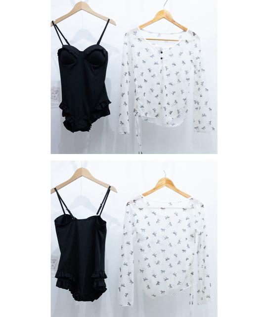 送料無料 新品 カバーアップトップス付き ワンピース水着 < 女性ファッション  送料無料 新品 カバーアップトップス付き ワンピース水着 < 女性ファッションの