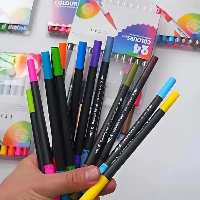 超お買い得890円★両端マーカー、水彩ペイントペン、アート専用ラインドローイングセット、クリスマス・イースターの贈り物 24色 < インテリア/ライフ  超お買い得890円★両端マーカー、水彩ペイントペン、アート専用ラインドローイングセット、クリスマス・イースターの贈り物 24色 < インテリア/ライフの