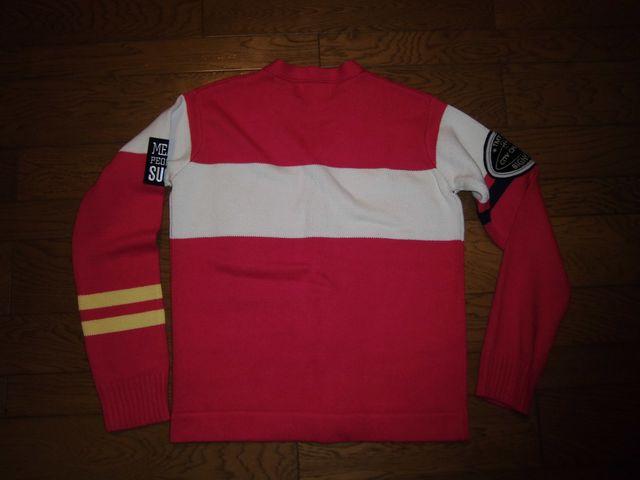 新品TMTカレッジニットカーディガンL赤系コットンワッペン < ブランド 新品TMTカレッジニットカーディガンL赤系コットンワッペン < ブランドの