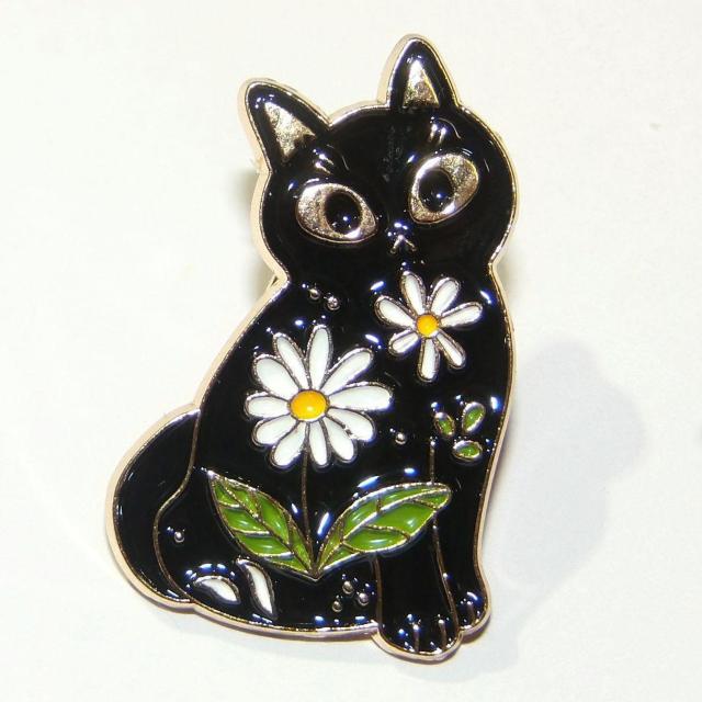 猫 ネコ ねこ キャット 花柄 ピンバッジ バッジ ピンズ ラペルピン ブローチ < 女性アクセサリー/時計  猫 ネコ ねこ キャット 花柄 ピンバッジ バッジ ピンズ ラペルピン ブローチ  < 女性アクセサリー/時計の