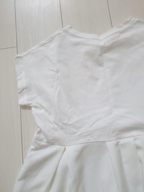 異素材切り替えフレンチスリーブフレアトップス ホワイト M < 女性ファッション  異素材切り替えフレンチスリーブフレアトップス ホワイト M < 女性ファッションの