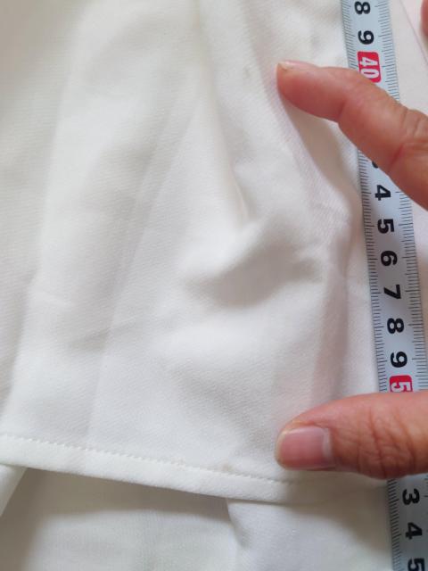 異素材切り替えフレンチスリーブフレアトップス ホワイト M < 女性ファッション  異素材切り替えフレンチスリーブフレアトップス ホワイト M < 女性ファッションの