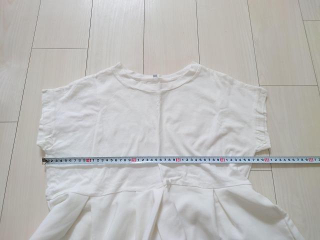 異素材切り替えフレンチスリーブフレアトップス ホワイト M < 女性ファッション  異素材切り替えフレンチスリーブフレアトップス ホワイト M < 女性ファッションの